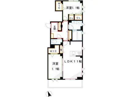 SUN・VIEUNO(2LDK/1階)の間取り写真