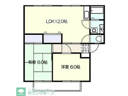 プラザ樹苑B(2LDK/2階)の間取り写真