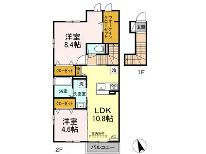 パルク・トリシア(2LDK/2階)の間取り写真