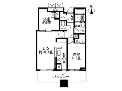 PARK TOWER 目黒(2LDK/18階)の間取り写真