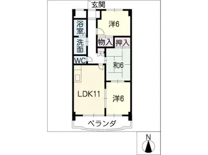クレストパレス学園前-(3LDK/4階)の間取り写真