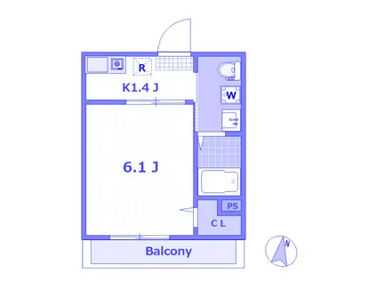 グランヴィラ七里(1K/2階)の間取り写真