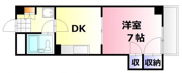 井手ビル(1DK/6階)の間取り写真