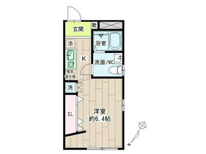 レガリア鶴見中央(ワンルーム/2階)の間取り写真