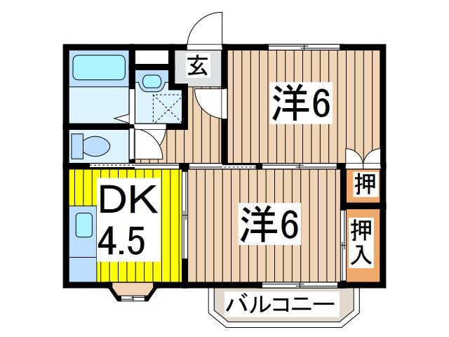 アバンサールプリモA(2DK/1階)の間取り写真