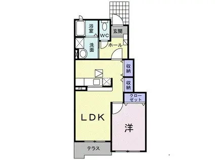 プラシード田村A(1LDK/1階)の間取り写真