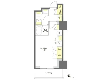 プライムメゾン白金台タワー(ワンルーム/15階)の間取り写真