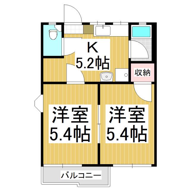 フォーブル・二木(2K/2階)の間取り写真