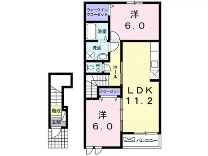 プラシードI(2LDK/2階)の間取り写真