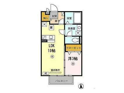 ボナチーア(1LDK/1階)の間取り写真