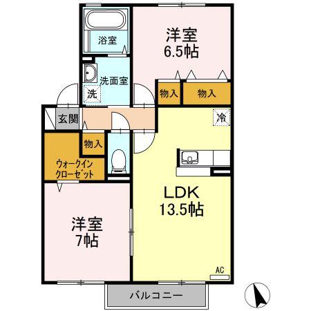 Z-BRIGHT III(2LDK/2階)の間取り写真
