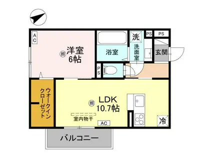 D-REGALO江守中(1LDK/2階)の間取り写真