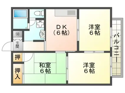 グリーンシャトレI(3DK/2階)の間取り写真