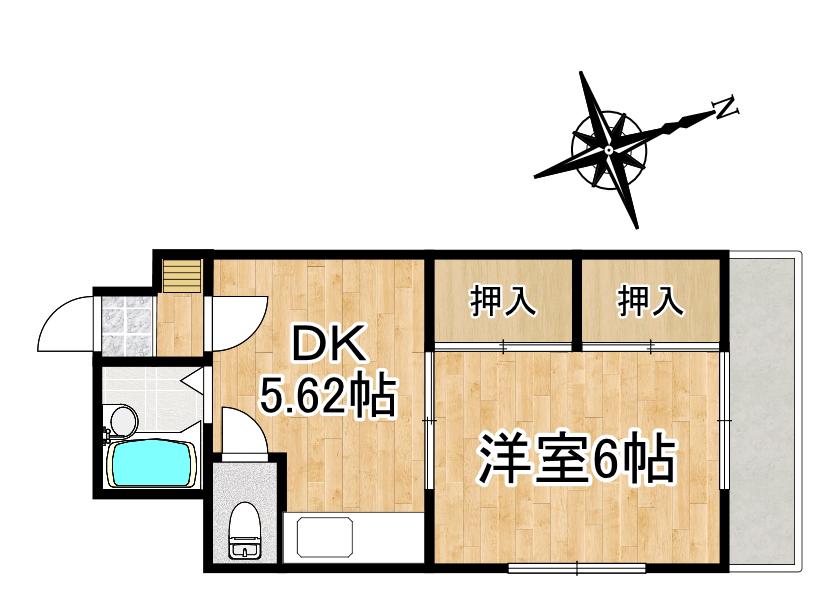 ロッコー第2三川町グランドマンション(1DK/3階)の間取り写真