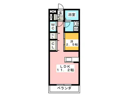 フェレス芝(1LDK/3階)の間取り写真