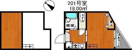 ミワコート博多(1K/2階)の間取り写真