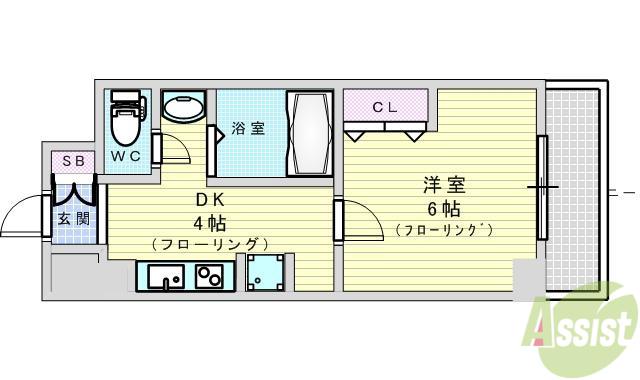 第13関根マンション(1DK/8階)の間取り写真