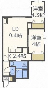 ファランドール宮の森(2LDK/3階)の間取り写真