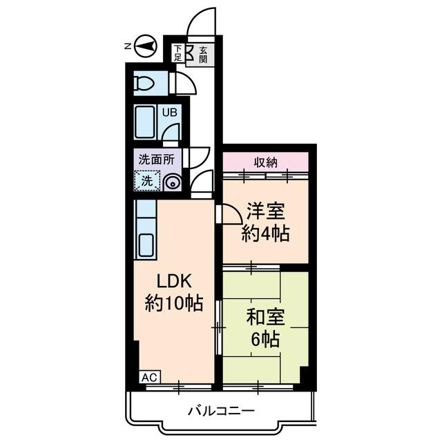 エレガンス綾瀬4(2LDK/4階)の間取り写真