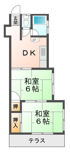 阪上ハイツ(2DK/1階)の間取り写真
