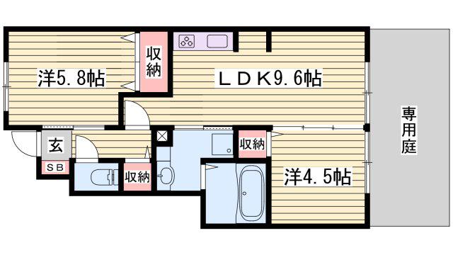 サニーDハウス芝町(2LDK/1階)の間取り写真