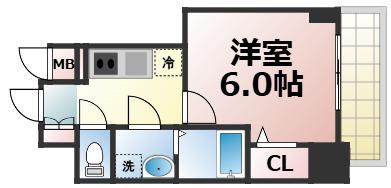 エスリード大阪城テラス(1K/5階)の間取り写真
