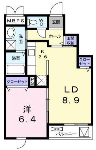 ペディオIII(1LDK/3階)の間取り写真
