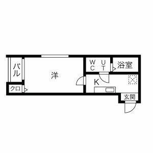 ツェルニー(1K/1階)の間取り写真