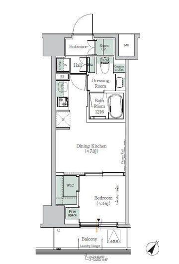 ONE ROOF RESIDENCE KIBA イースト(1DK/6階)の間取り写真