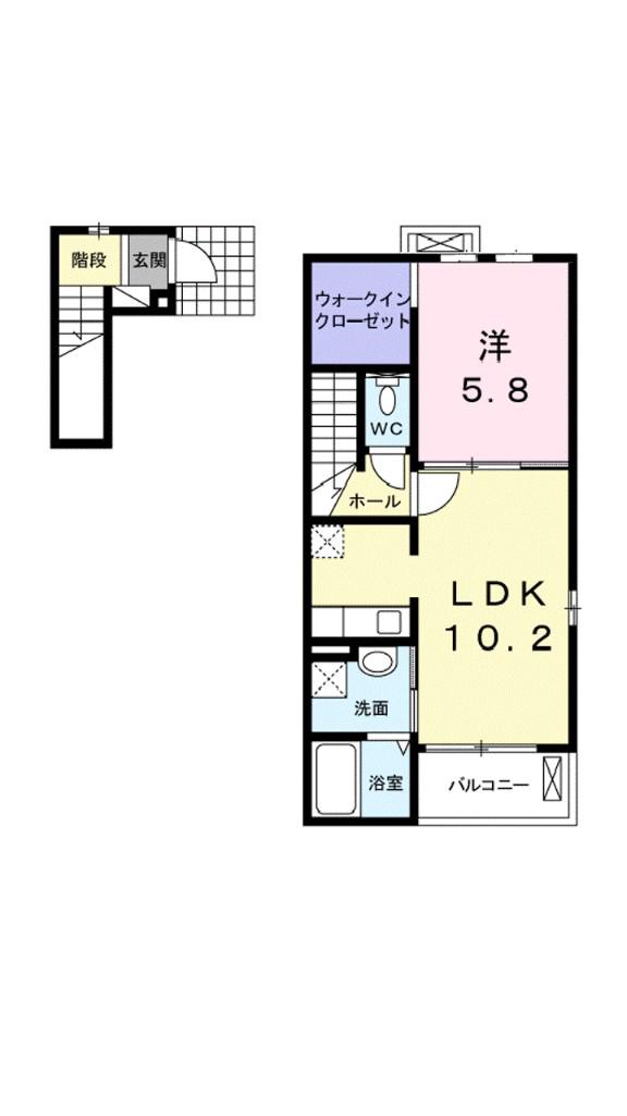 メゾンシャルマン A棟(1LDK/2階)の間取り写真