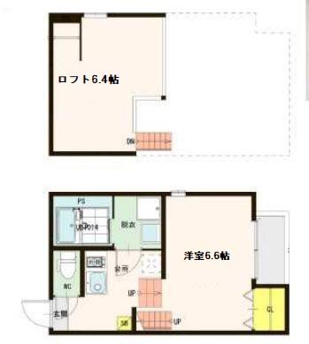 ハーモニーテラス67(1K/2階)の間取り写真