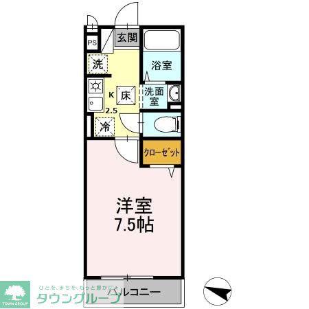 湘南ABSII(1K/1階)の間取り写真