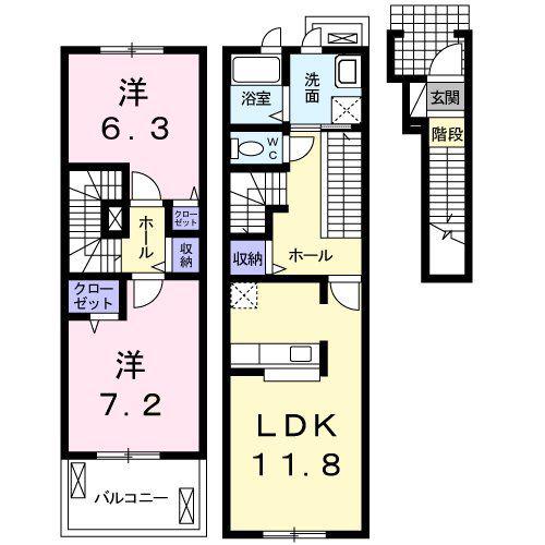 太子堂ガーデンハイツII(2LDK/2階)の間取り写真