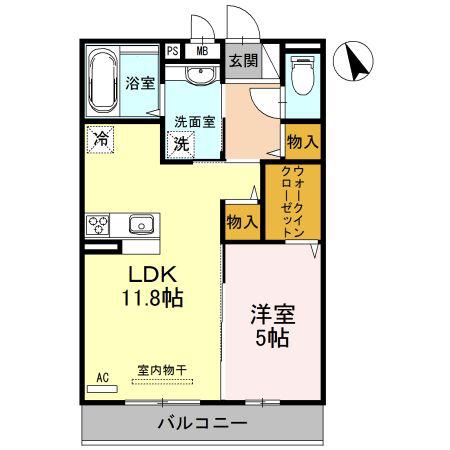 THE RESIDENCE 姫路神屋町(1LDK/2階)の間取り写真