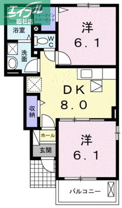 ヴィヴァーチェ II(2DK/1階)の間取り写真