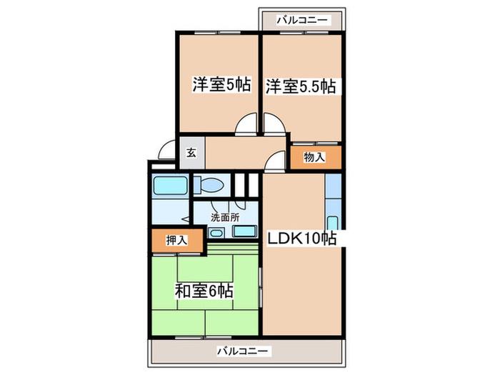 エスポワール天神(3LDK/3階)の間取り写真