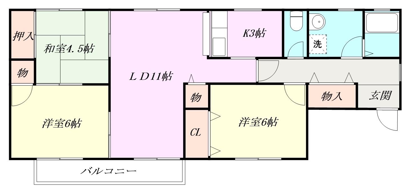 T・メゾンクレールII(3LDK/2階)の間取り写真