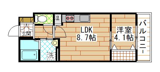 アート東大阪B(1LDK/2階)の間取り写真