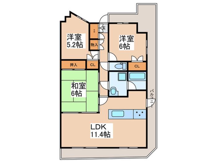 グランフェルティあびこ(3LDK/5階)の間取り写真
