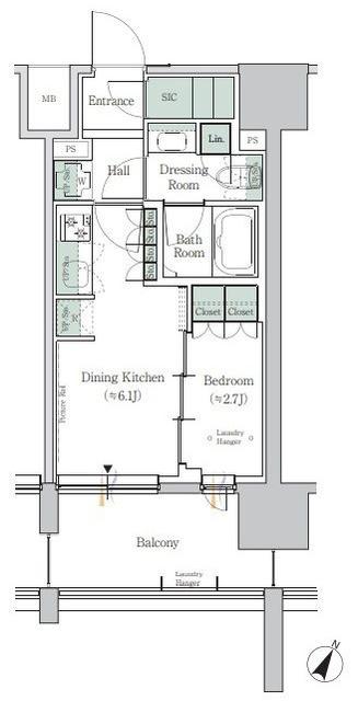 ONE ROOF RESIDENCE TAMACHI(1DK/11階)の間取り写真