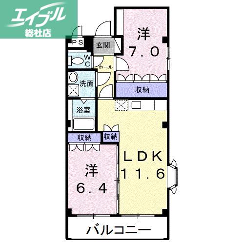 サンフィット(2LDK/2階)の間取り写真
