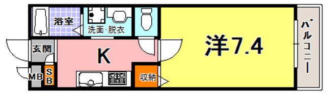 パラッツォ春日野(1K/1階)の間取り写真