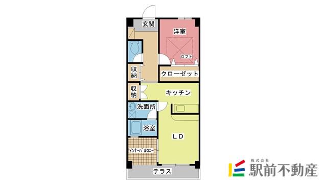 ルネス桜乃(1LDK/4階)の間取り写真