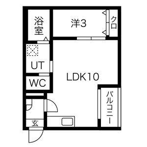WARREN HOSHIZAKII(1LDK/3階)の間取り写真