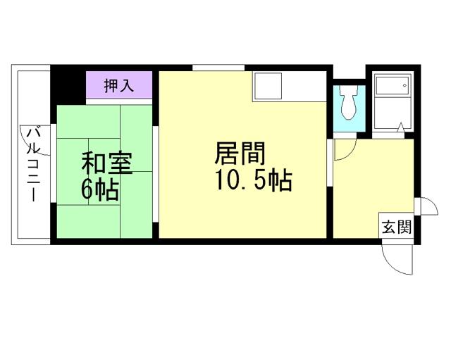 第10ハトヤビル(1LDK/4階)の間取り写真