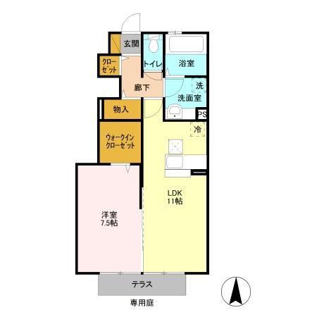 サンライズ(1LDK/1階)の間取り写真