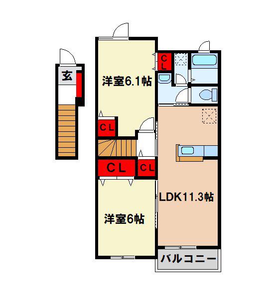 ルーチェ トモ(2LDK/2階)の間取り写真