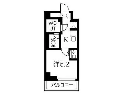 クラリッサ横浜ロッソ(1K/5階)の間取り写真