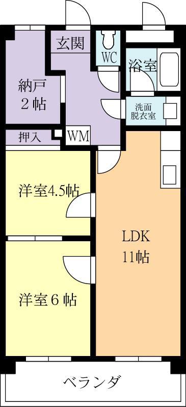 メゾンド霞ケ岡(2SLDK/2階)の間取り写真