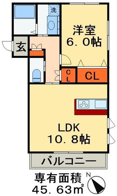 ココハイム松波2号館(1LDK/2階)の間取り写真